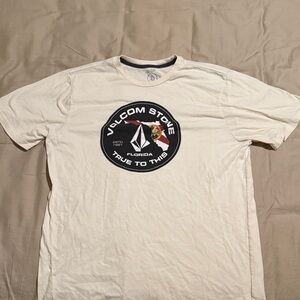 Volcom Cream Tee with Black and Red Logo